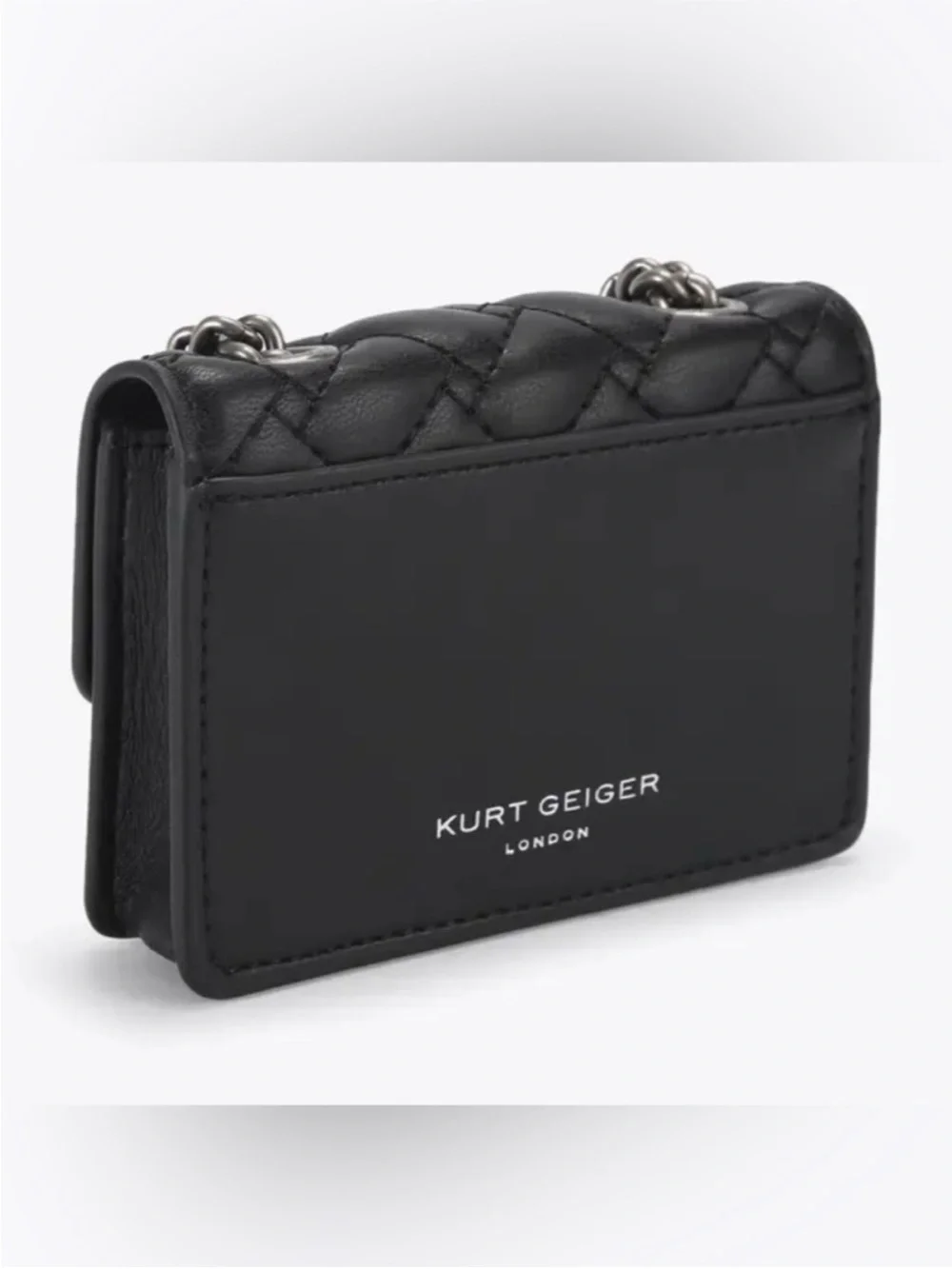 Kurt Geiger Black Quilted Crossbody with Silver Chain